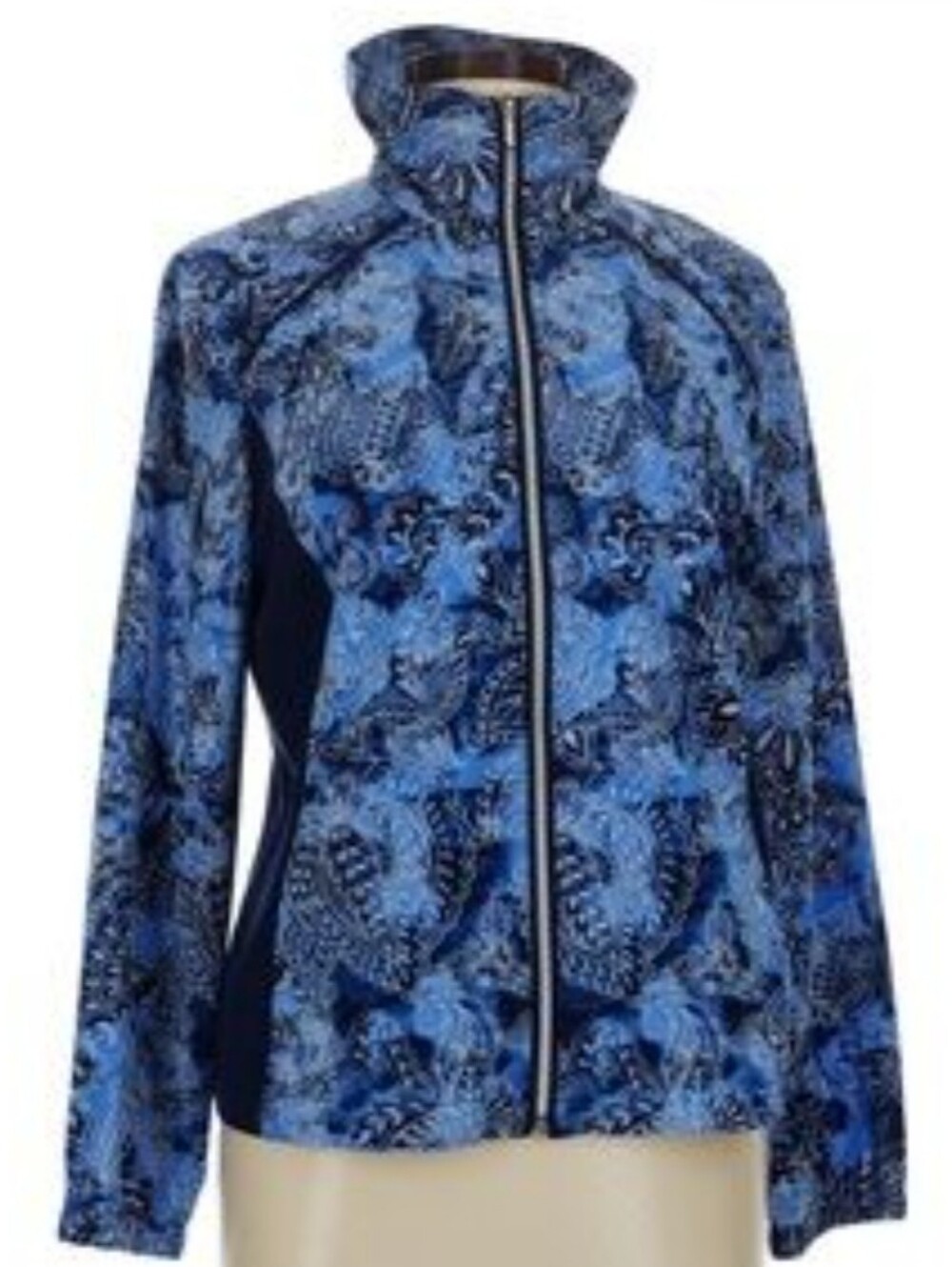 Blue Print Zip-Front Women's Jacket